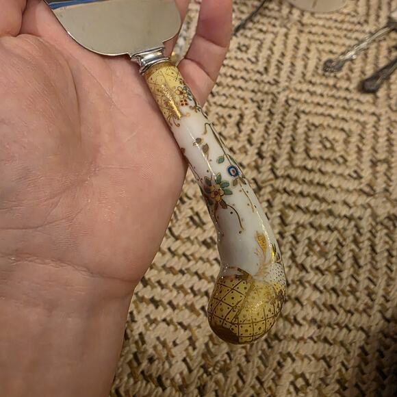 Vintage Prill Sheffield England Pie Cake Server Floral Yellow Porcelain Handle. - Picture 14 of 16